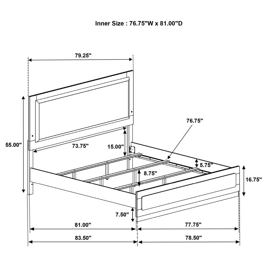 Caraway Wood Eastern King LED Panel Bed Black - 224781KE