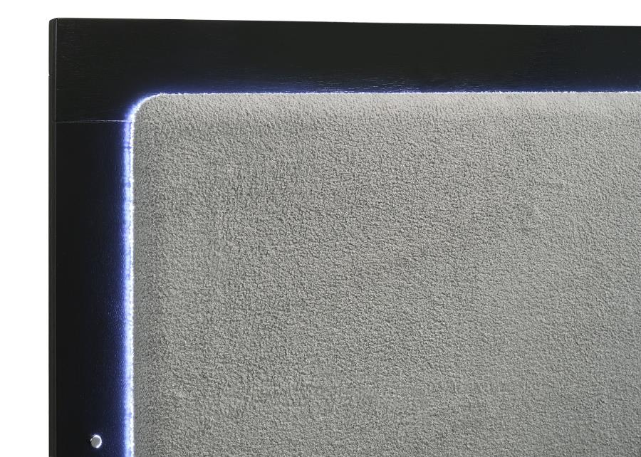 Caraway Wood Queen LED Panel Bed Black - 224781Q