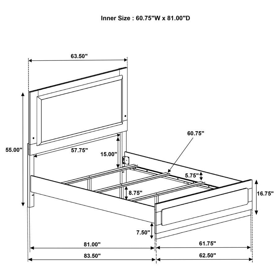 Caraway Wood Queen LED Panel Bed Black - 224781Q