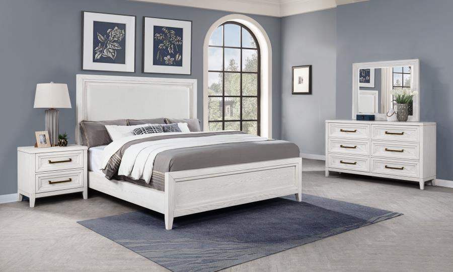 Marielle 4-piece Cal King Bedroom Set Distressed White - 224841KW-S4