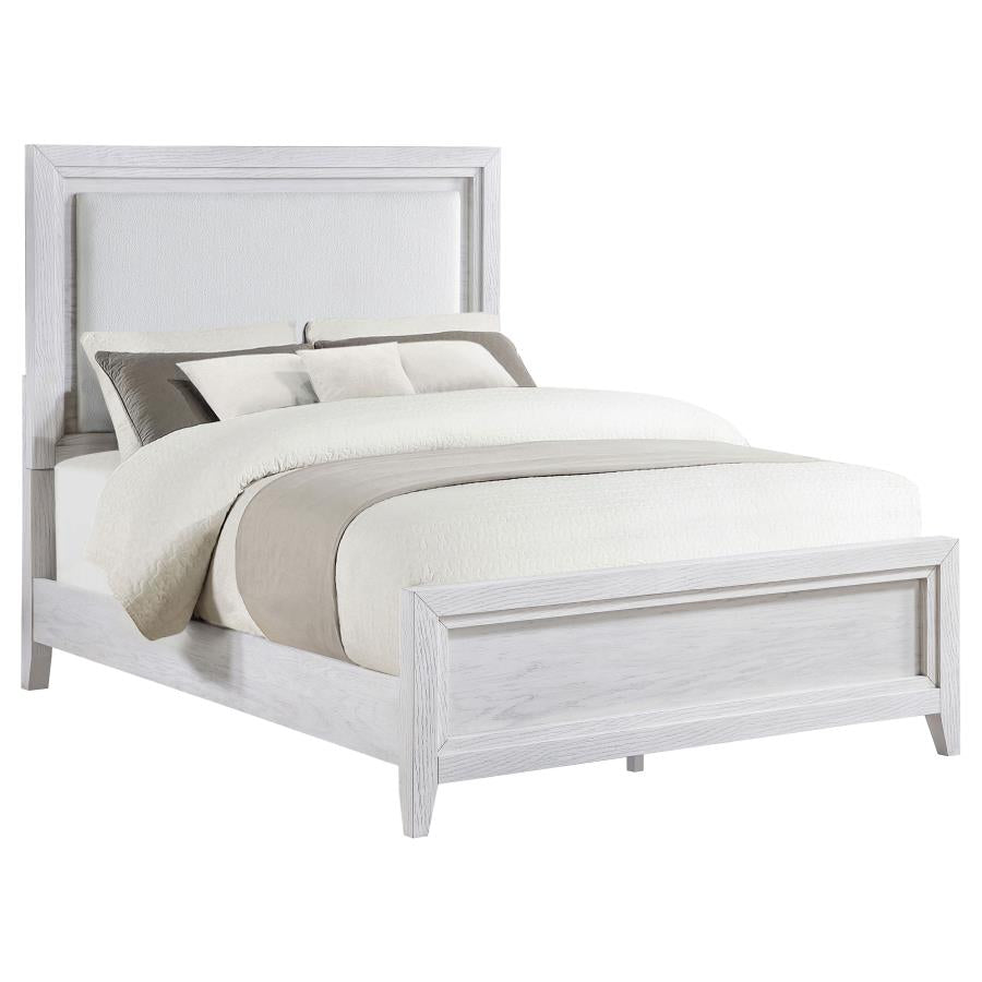 Marielle California King Panel Upholstered Bed Distressed White - 224841KW