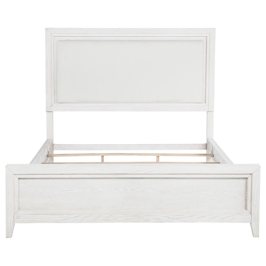 Marielle California King Panel Upholstered Bed Distressed White - 224841KW