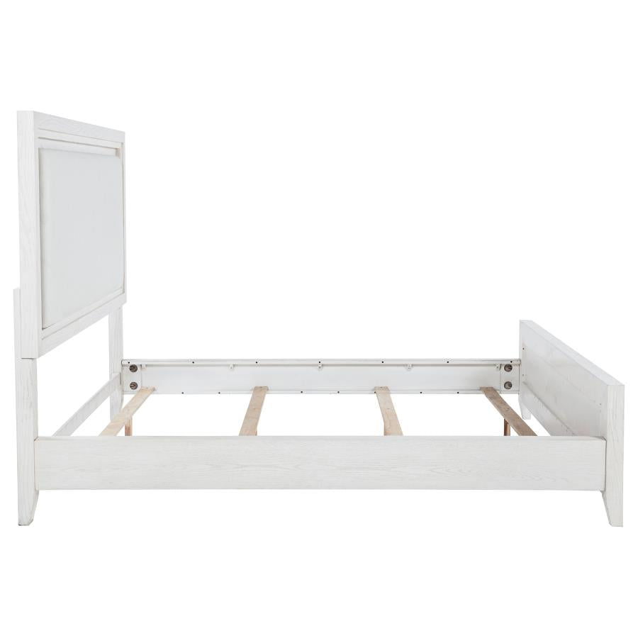 Marielle California King Panel Upholstered Bed Distressed White - 224841KW