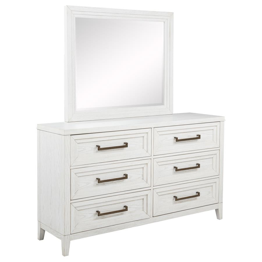 Marielle 6-drawer Dresser with Mirror Distressed White - 224843M