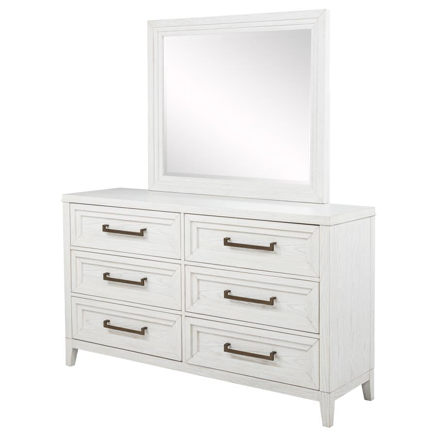 Marielle 6-drawer Dresser with Mirror Distressed White - 224843M