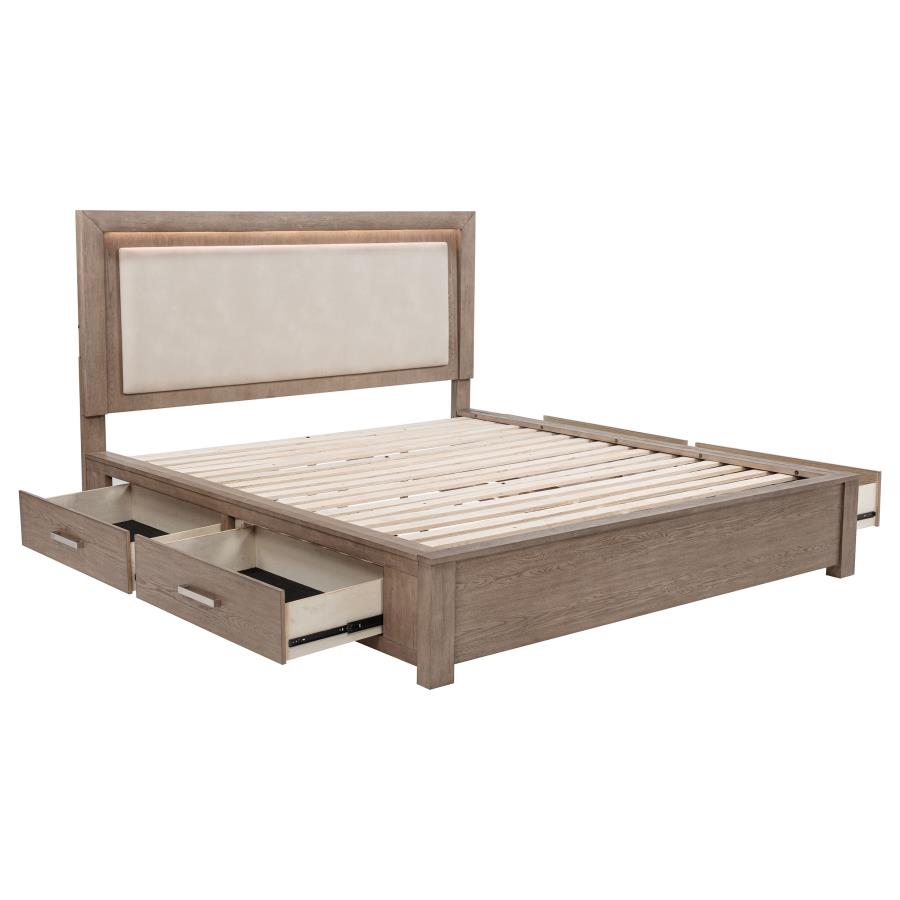 Kenora 56-inch California King LED Storage Bed Barley Brown - 224850KW