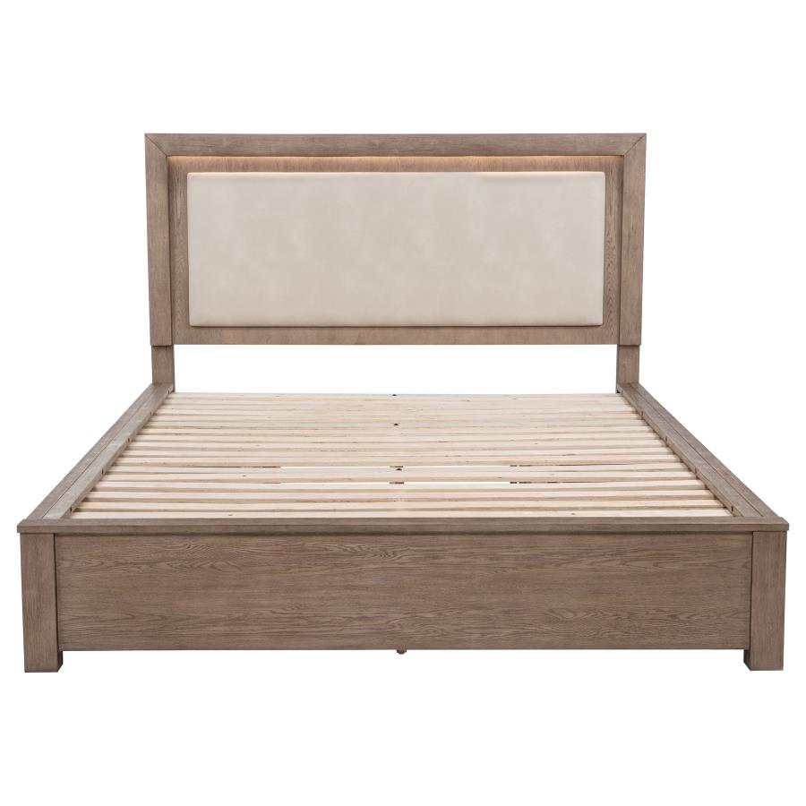 Kenora 56-inch California King LED Storage Bed Barley Brown - 224850KW