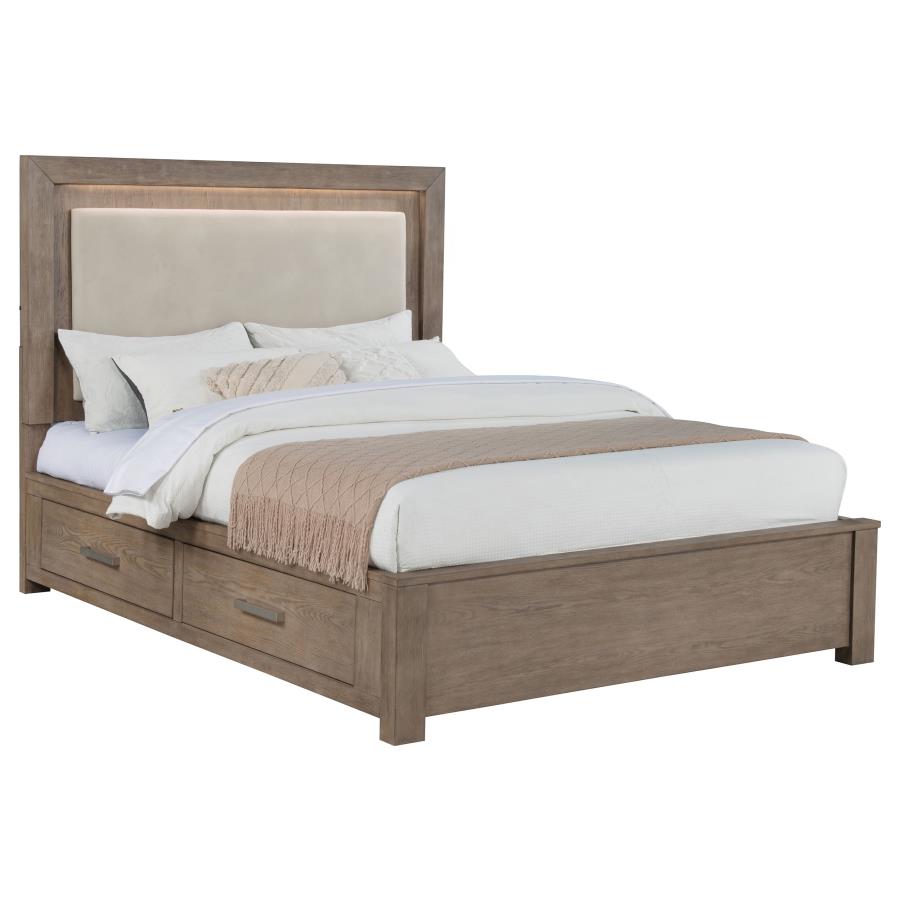 Kenora 56-inch Queen LED Storage Bed Barley Brown - 224850Q