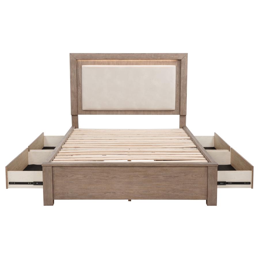 Kenora 56-inch Queen LED Storage Bed Barley Brown - 224850Q
