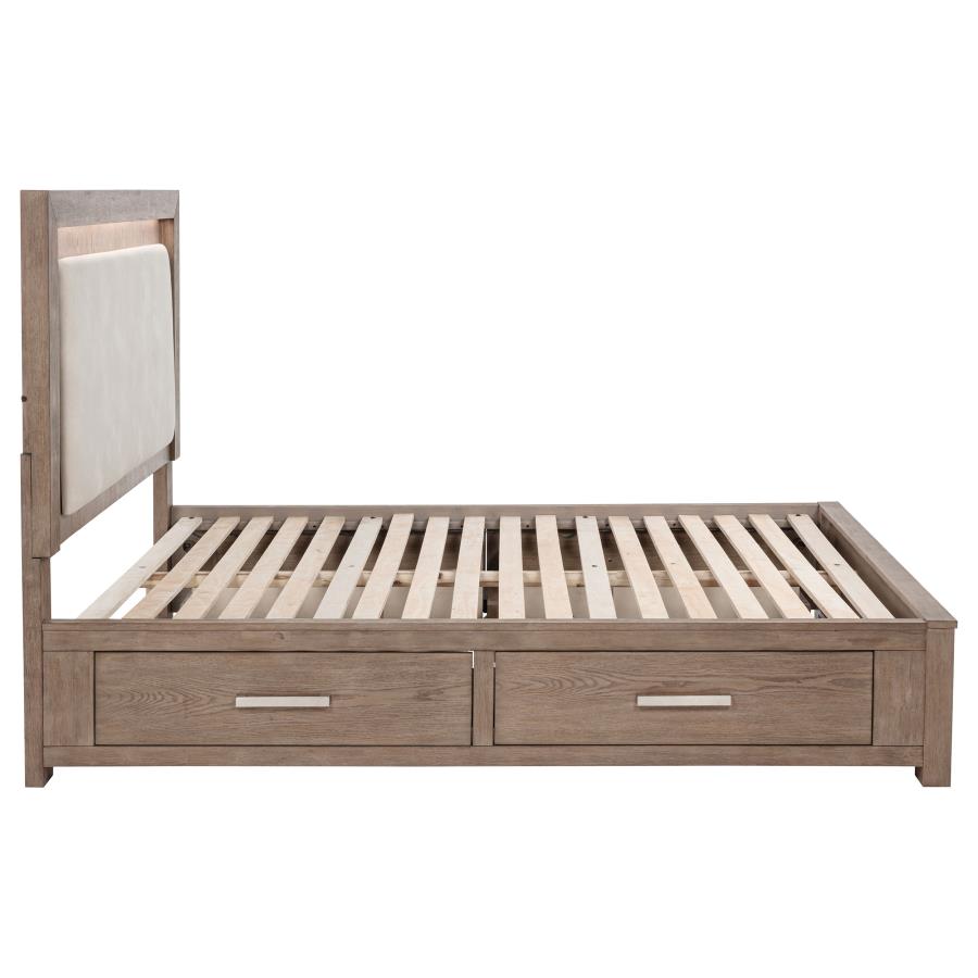 Kenora 56-inch Queen LED Storage Bed Barley Brown - 224850Q