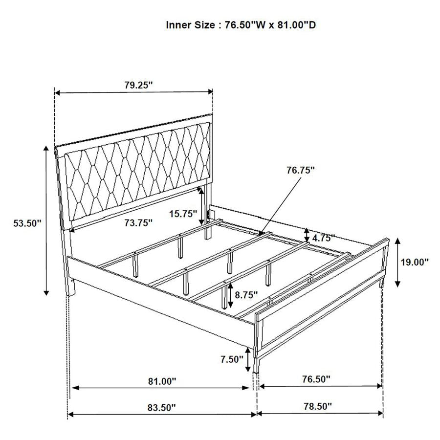Sonora Eastern King Upholstered Panel Bed White - 224861KE