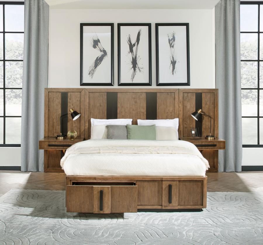 Terrace Eastern King Wall Panel Storage Bed Ash Brown - 224900KE-S3P