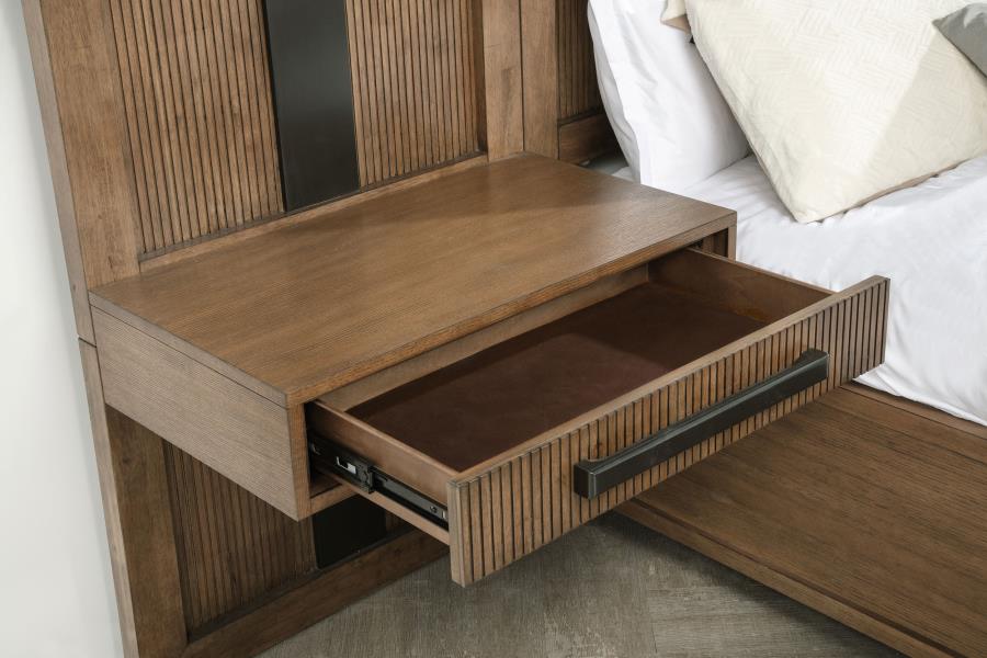 Terrace Queen Wall Panel Storage Bed Ash Brown - 224900Q-S3P