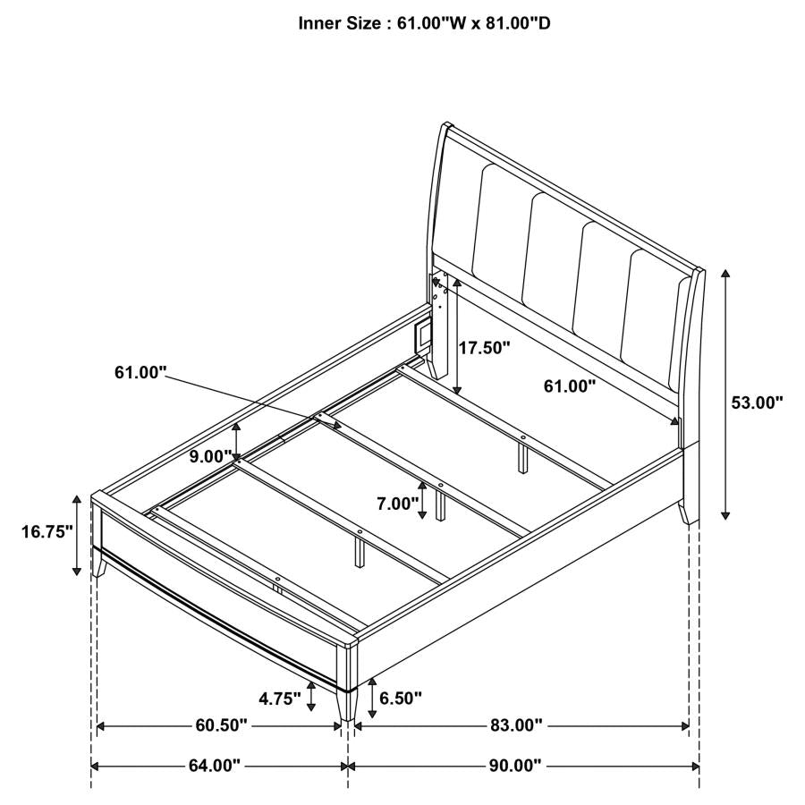 Granada Upholstered Queen Panel Bed Natural Pine - 224921Q