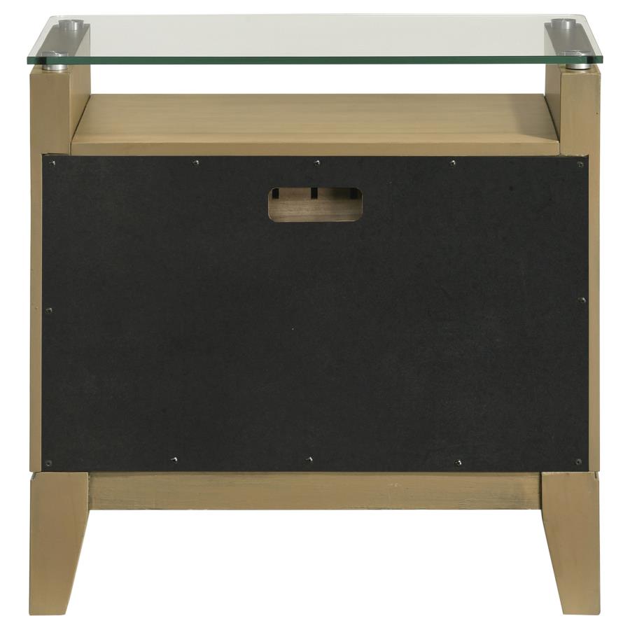Granada 2-drawer Glass Top Nightstand Natural Pine - 224922