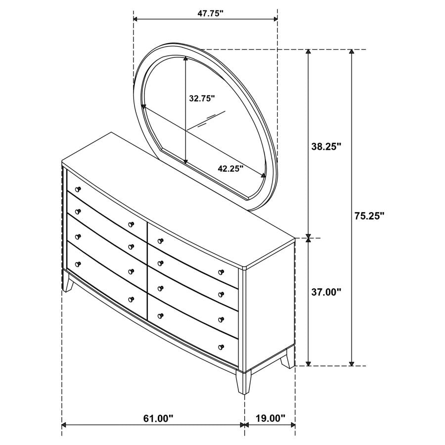 Granada 8-drawer Dresser and Mirror Natural Pine - 224923M