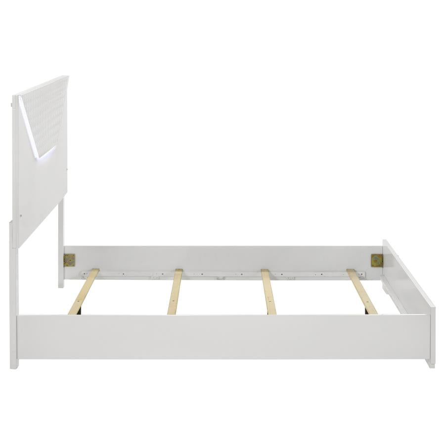 Ives Queen Panel Bed LED Headboard White High Gloss - 224941Q