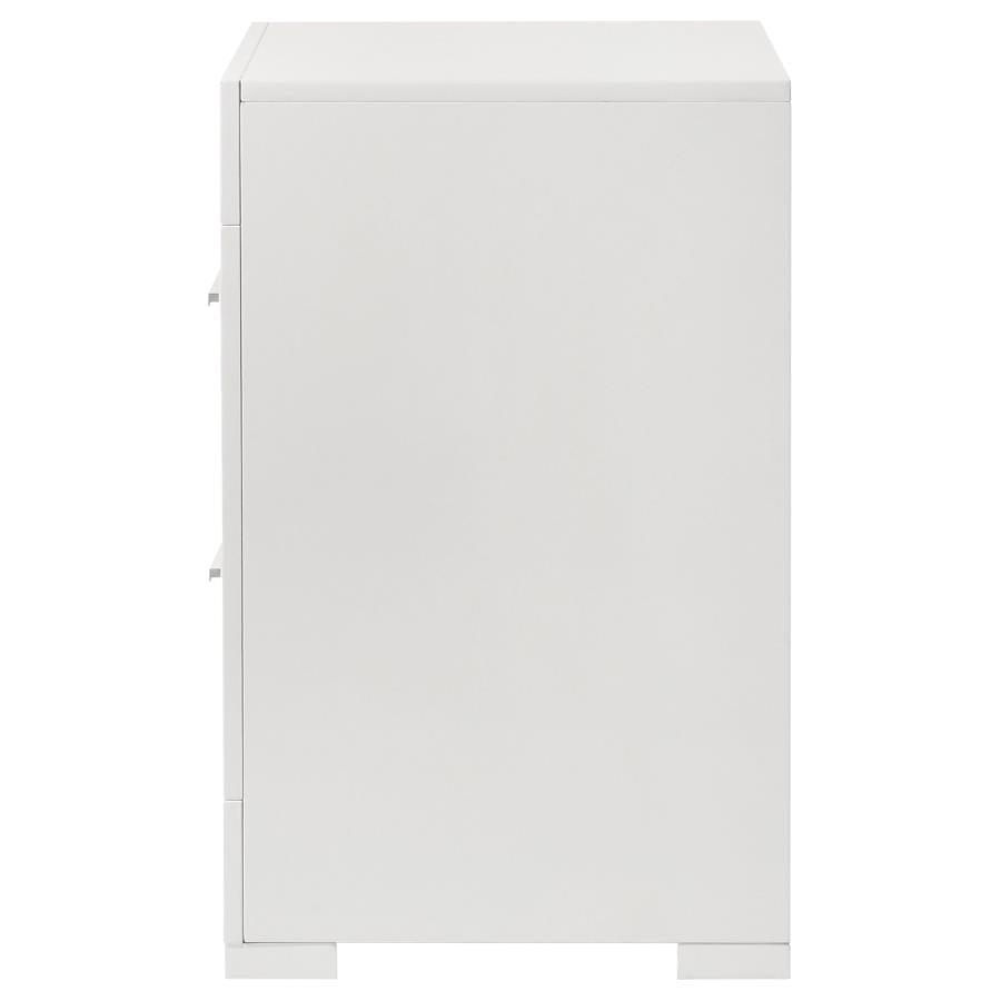 Ives 2-drawer Nightstand Bedside Table White High Gloss - 224942