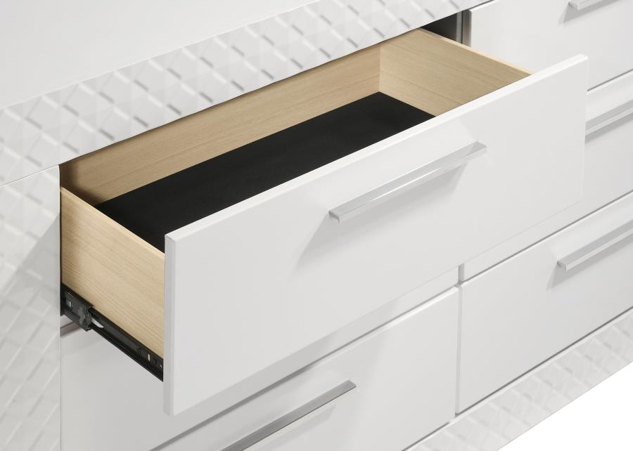 Ives 6-drawer Dresser Cabinet White High Gloss - 224943