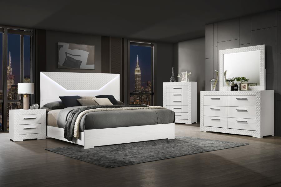 Ives 6-drawer Dresser Cabinet White High Gloss - 224943