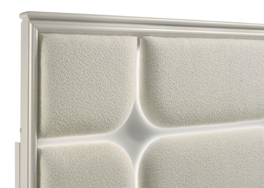 Olivia Queen Panel Bed LED Headboard Pearl White - 224951Q