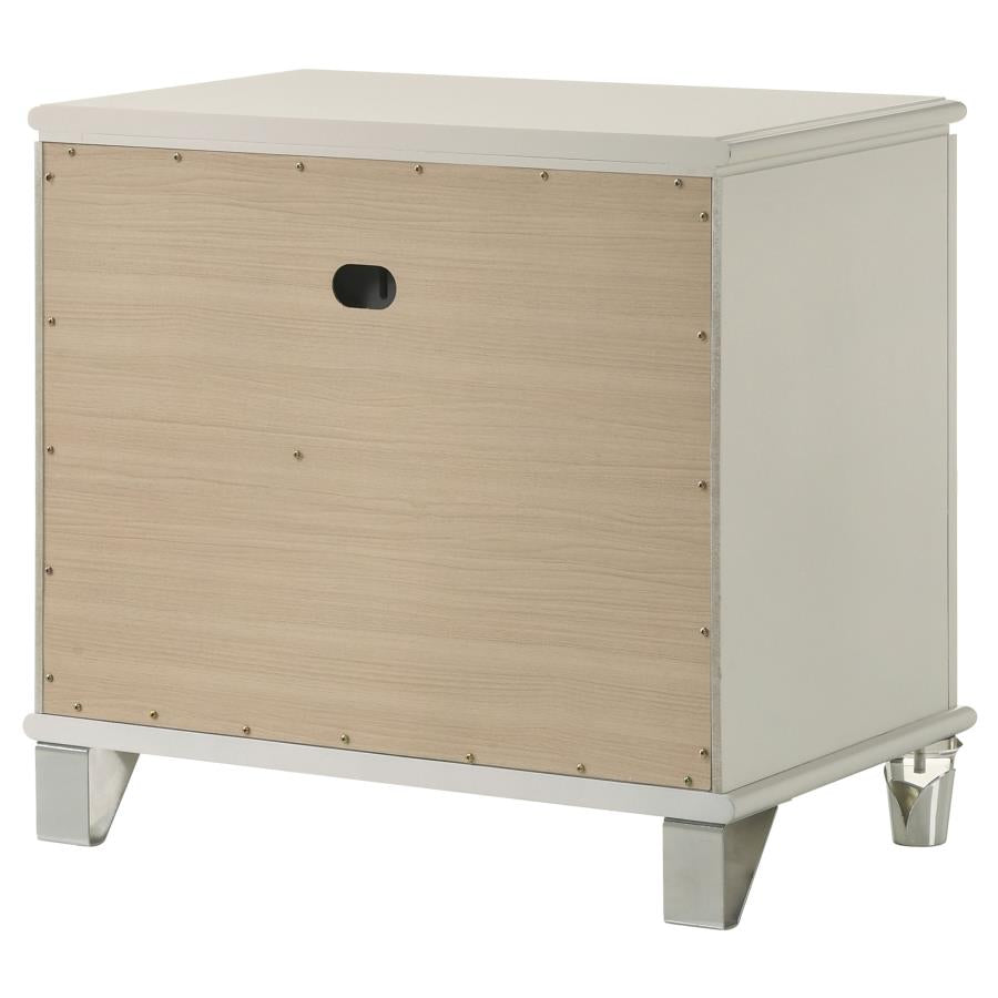Olivia 2-drawer Nightstand Bedside Table Pearl White - 224952