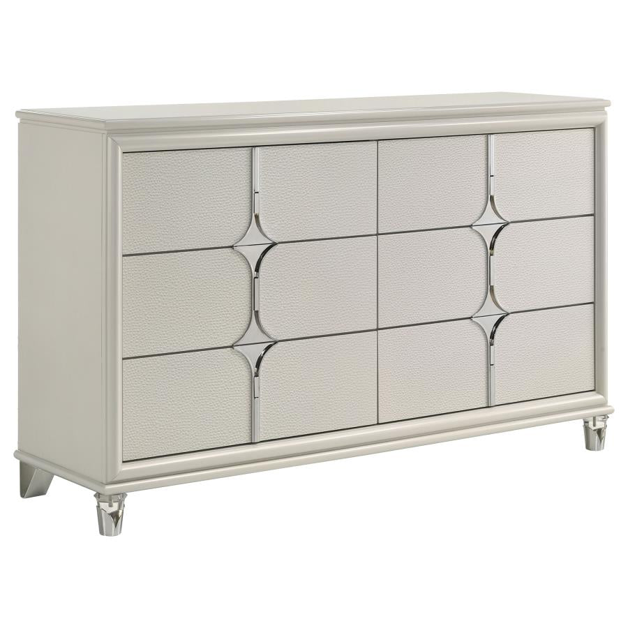 Olivia 6-drawer Dresser Cabinet Pearl White - 224953