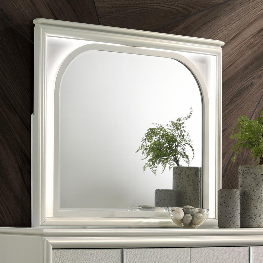 Olivia LED Dresser Mirror Pearl White - 224954