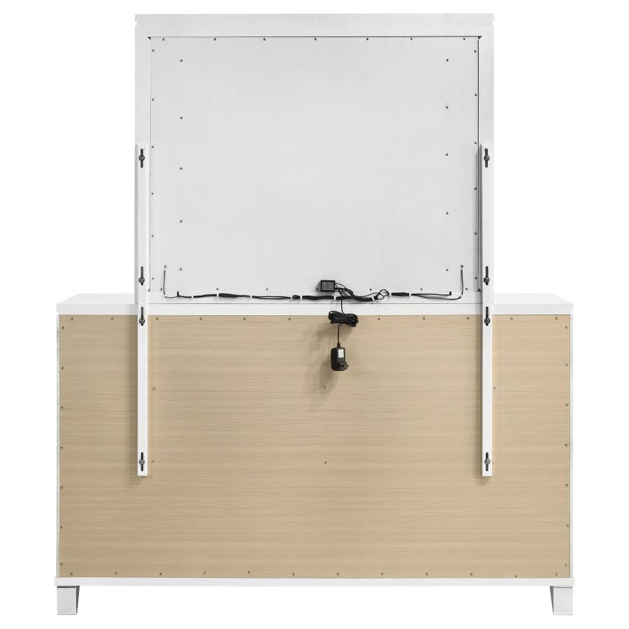 Marmore 9-drawer Dresser and LED Mirror White - 224963M