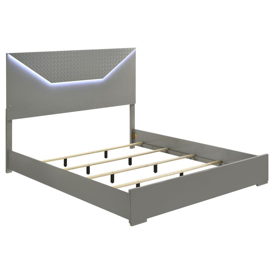 Ives 5-piece Eastern King Bedroom Set Grey High Gloss - 224971KE-S5