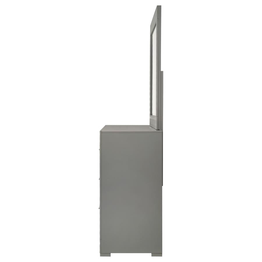 Ives 6-drawer Dresser and Mirror Grey High Gloss - 224973M