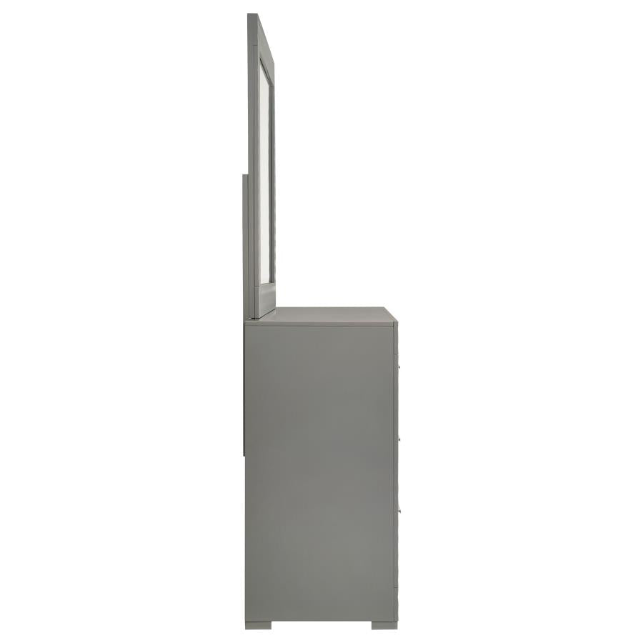 Ives 6-drawer Dresser and Mirror Grey High Gloss - 224973M