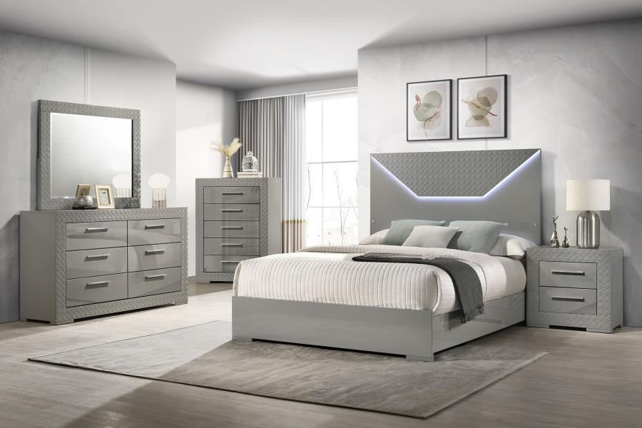 Ives 6-drawer Dresser and Mirror Grey High Gloss - 224973M