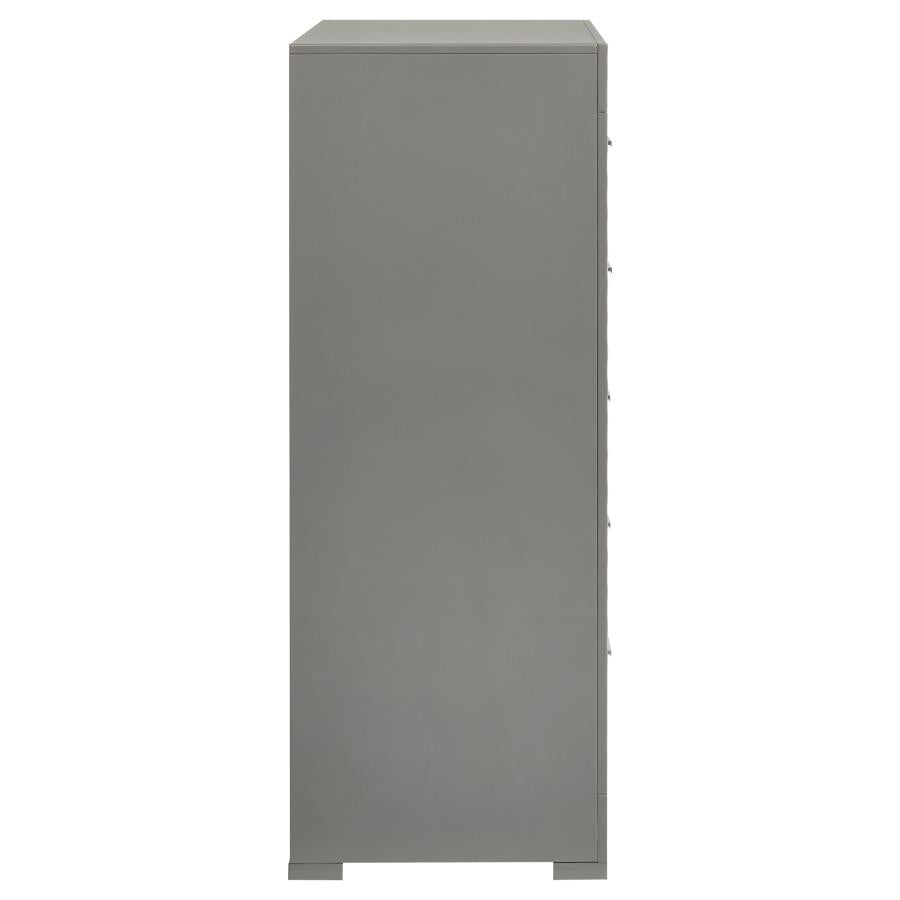 Ives 5-drawer Bedroom Chest of Drawers Grey High Gloss - 224975