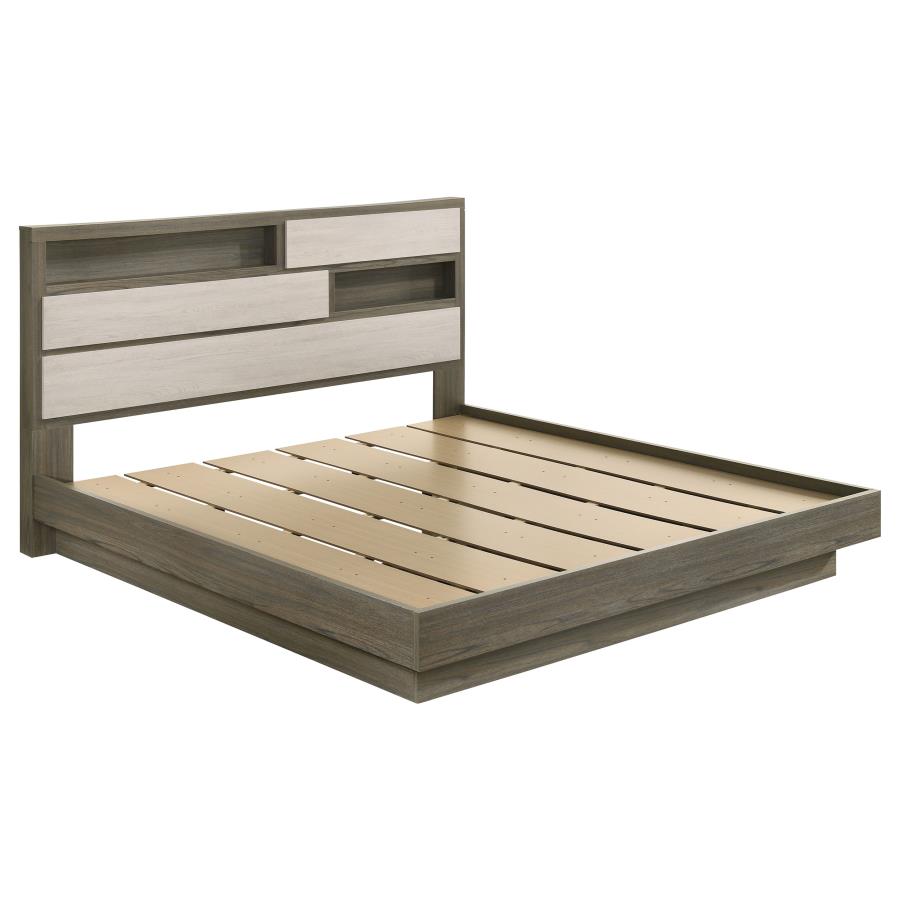 Fenwick Eastern King Bed Bookcase Headboard Grey Oak - 224981KE