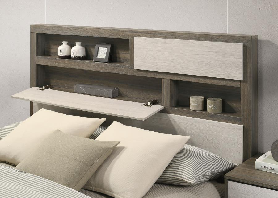 Fenwick Eastern King Bed Bookcase Headboard Grey Oak - 224981KE