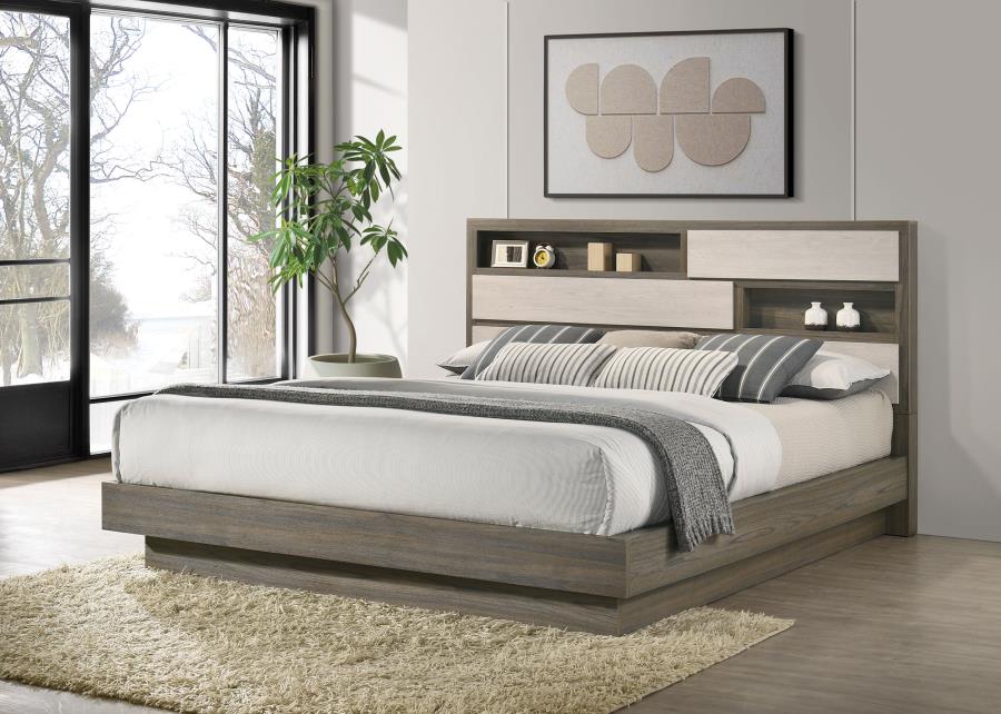 Fenwick California King Bed Bookcase Headboard Grey Oak - 224981KW