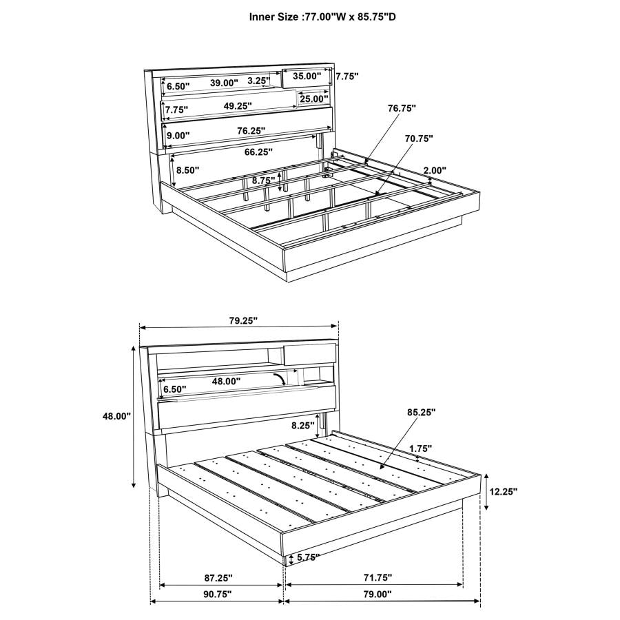 Fenwick California King Bed Bookcase Headboard Grey Oak - 224981KW