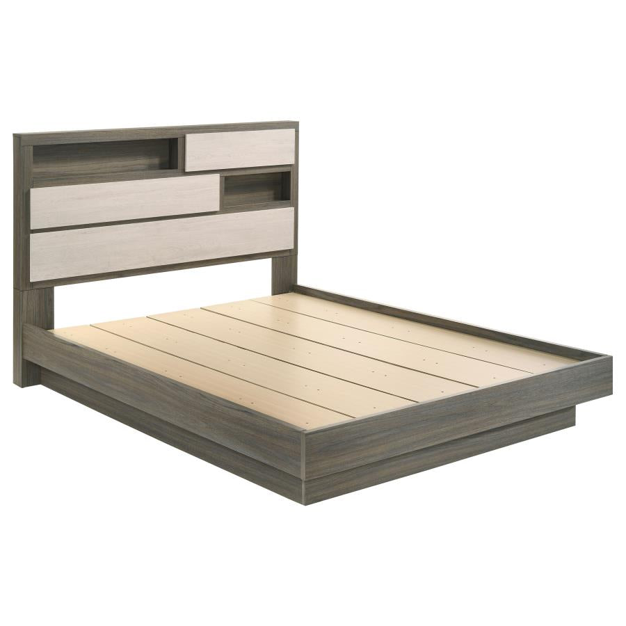 Fenwick Queen Bed Bookcase Headboard Grey Oak - 224981Q