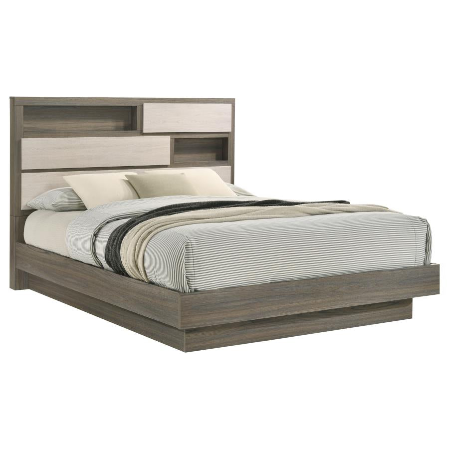 Fenwick Queen Bed Bookcase Headboard Grey Oak - 224981Q