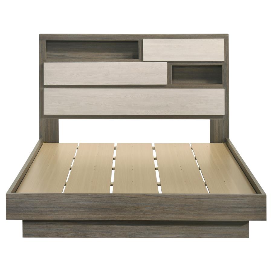 Fenwick Queen Bed Bookcase Headboard Grey Oak - 224981Q
