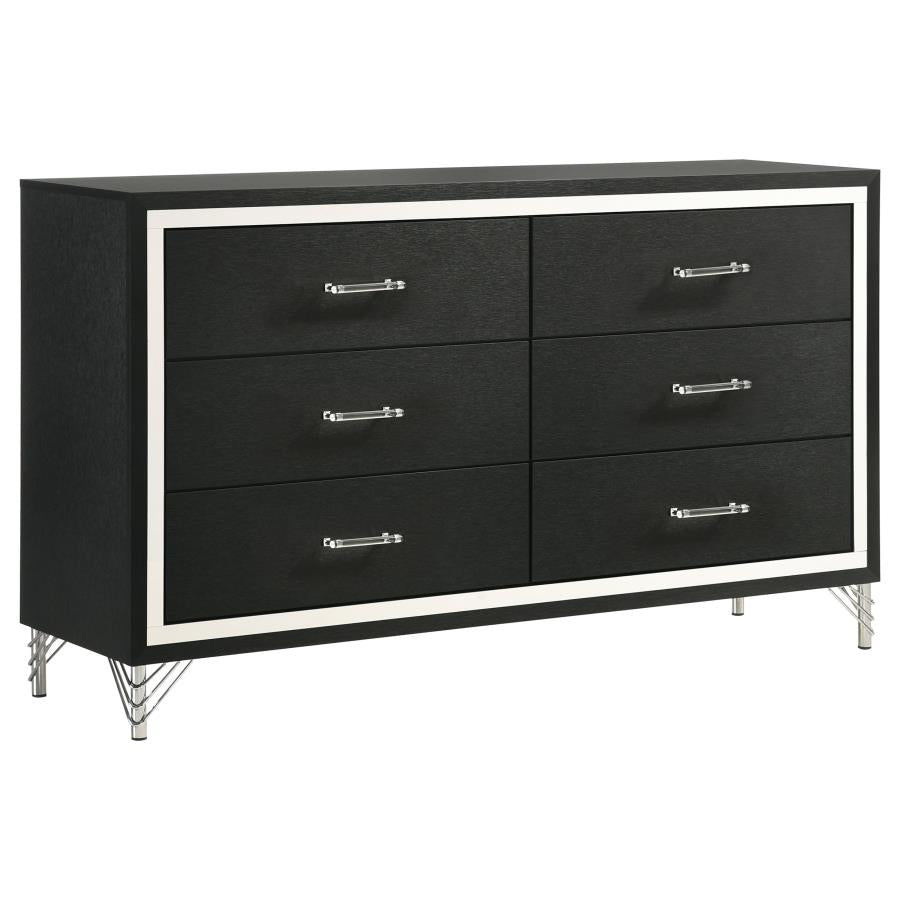 Lucia 4-piece Eastern King Bedroom Set Grey and Black - 224991KE-S4