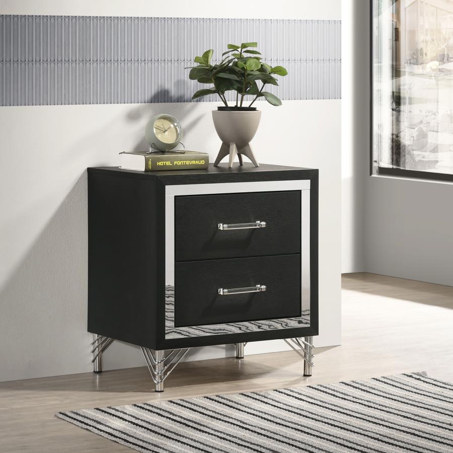 Lucia 2-drawer Nightstand Bedside Table Black - 224992