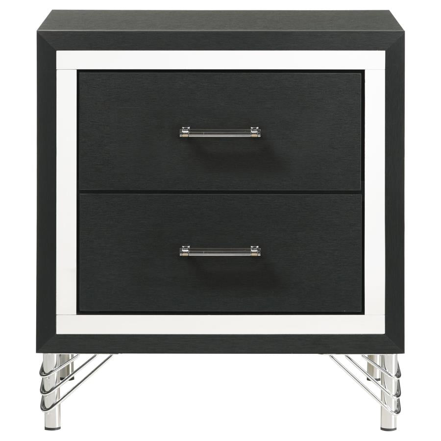 Lucia 2-drawer Nightstand Bedside Table Black - 224992