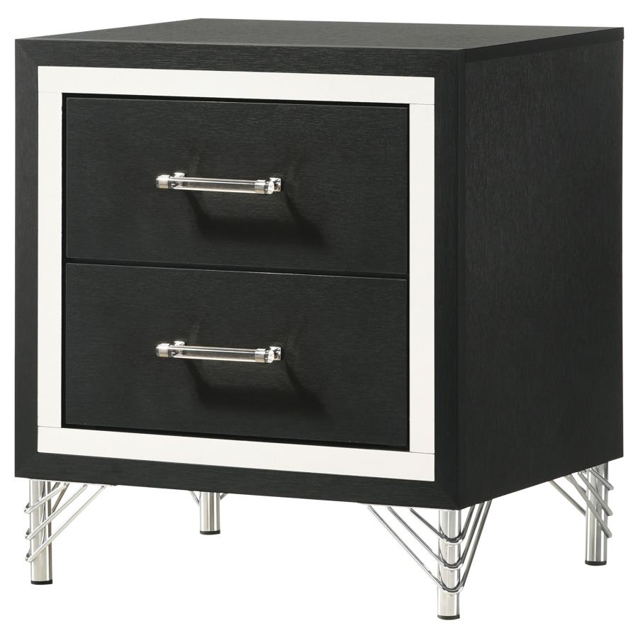 Lucia 2-drawer Nightstand Bedside Table Black - 224992