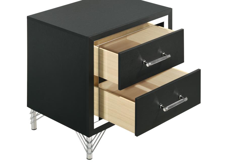Lucia 2-drawer Nightstand Bedside Table Black - 224992