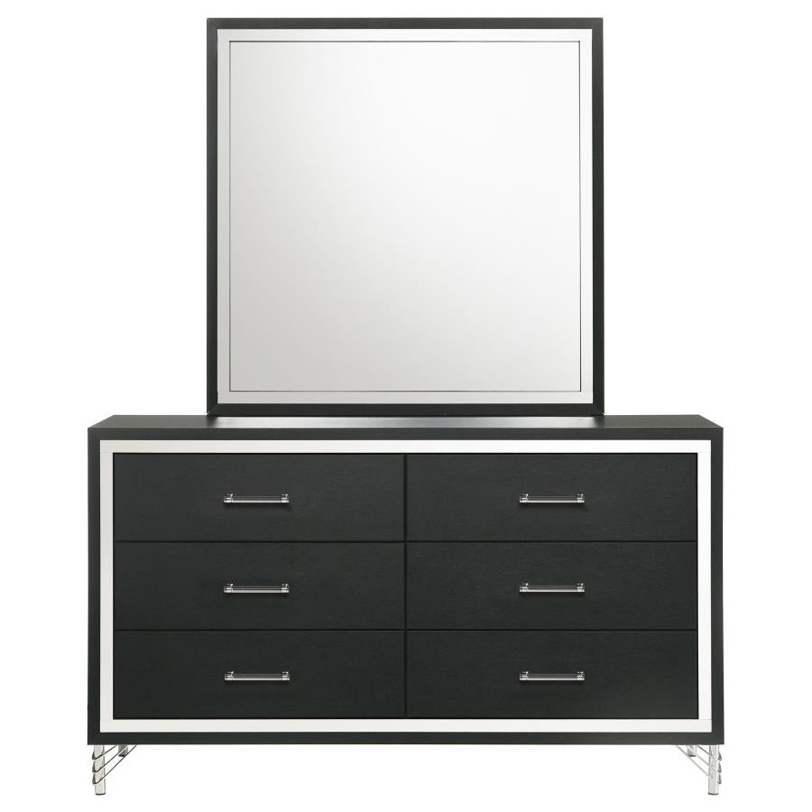 Lucia 6-drawer Dresser and Mirror Black - 224993M