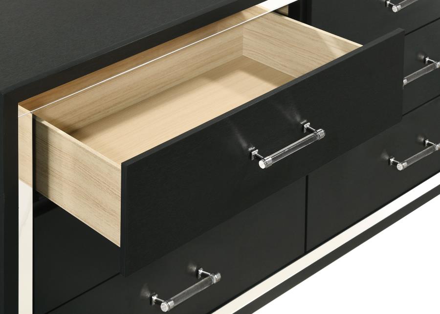 Lucia 6-drawer Dresser and Mirror Black - 224993M