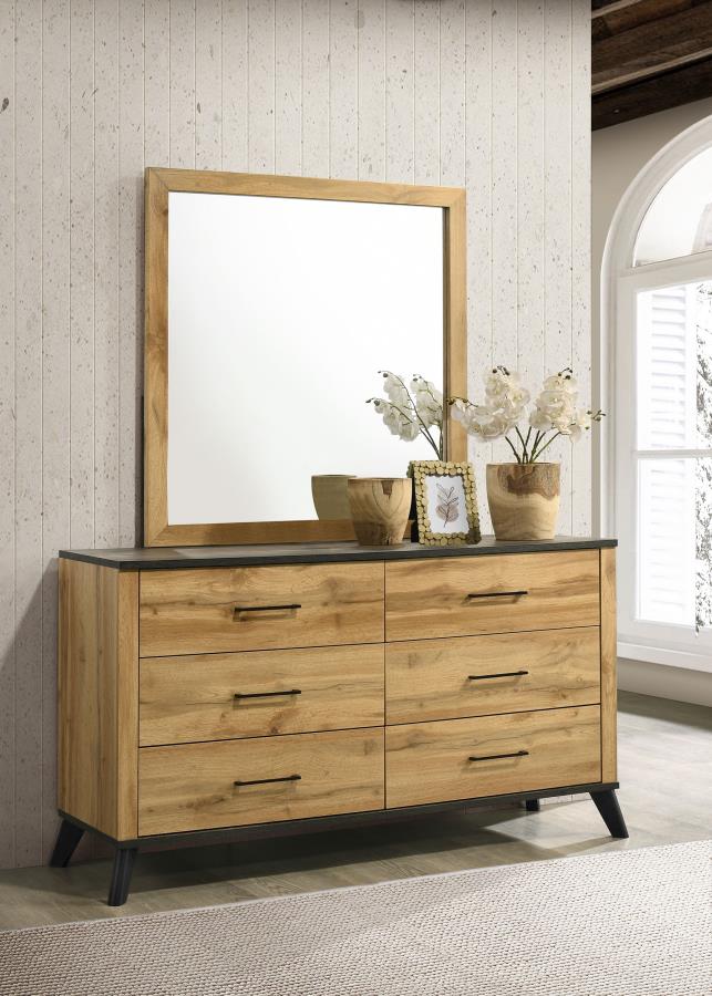 Kaywood 6-drawer Dresser and Mirror Natural Pine - 225003M
