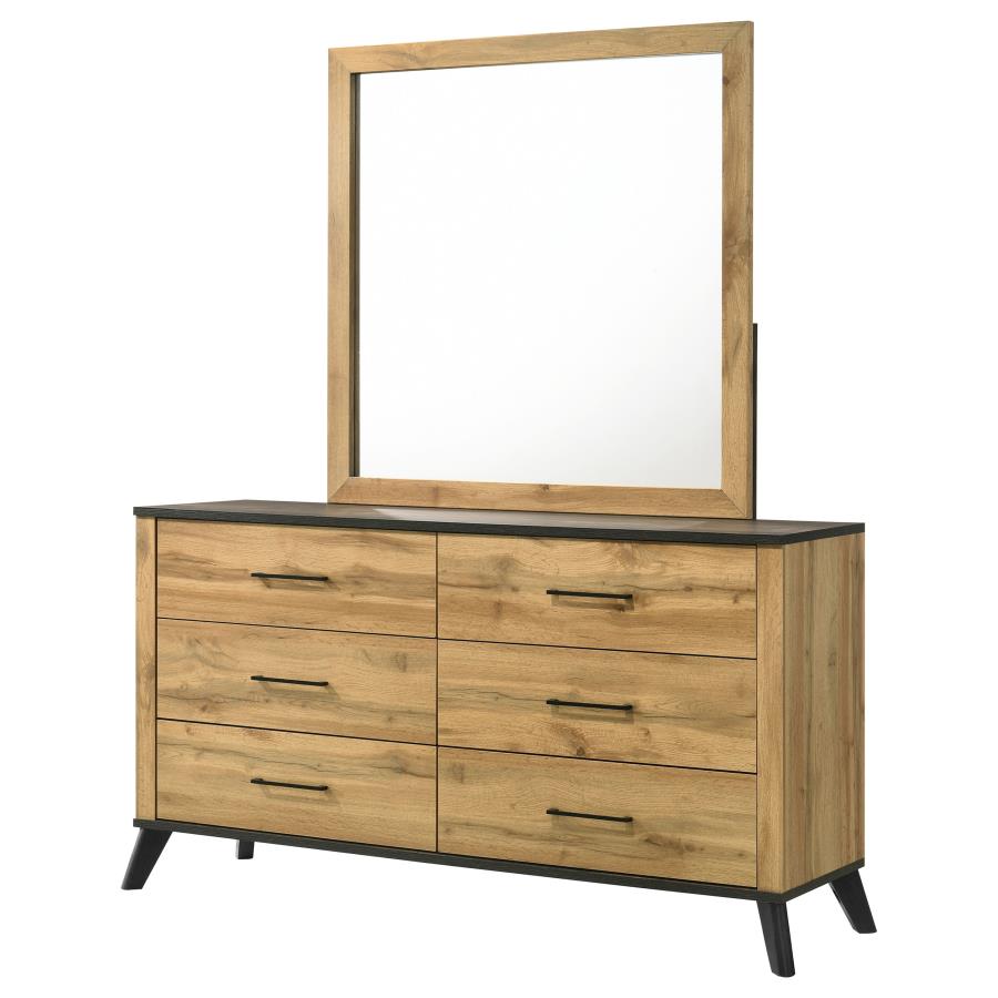 Kaywood 6-drawer Dresser and Mirror Natural Pine - 225003M